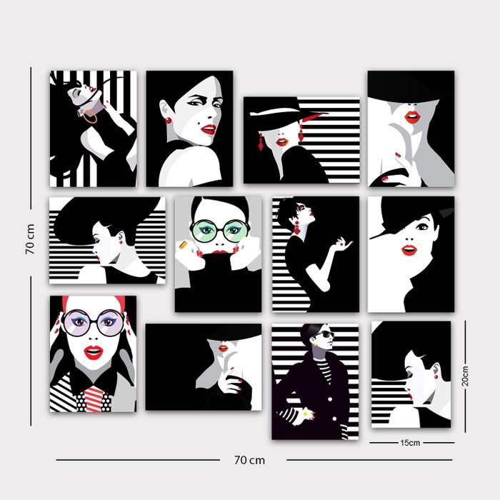 Wallity Set de 12 Cuadros Decorativos Multicolor en MDF de 20 x 15 cm